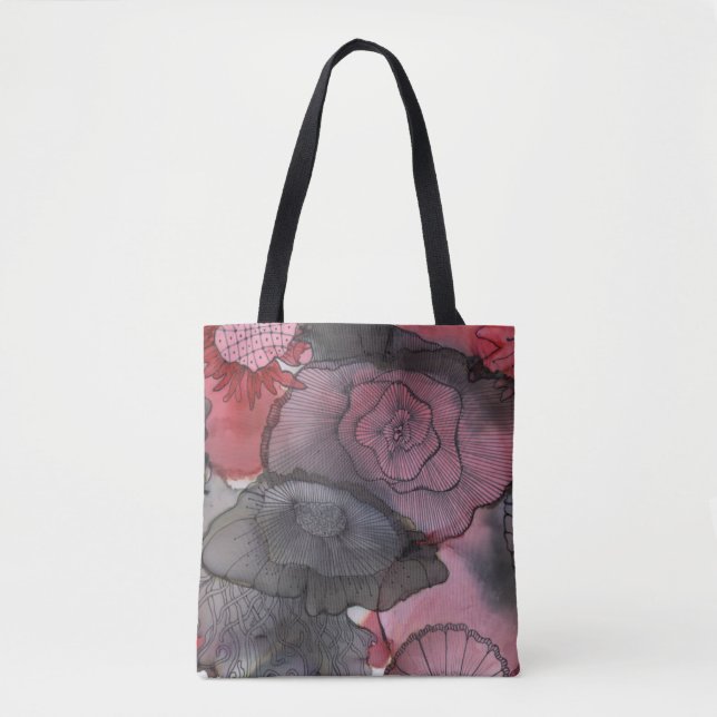 Tote O bolsa floral vermelho/preto (Frente)