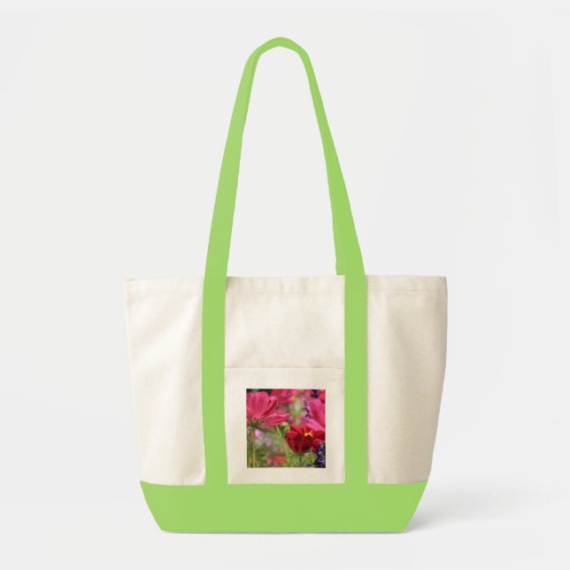 Tote O bolsa floral, Wildflowers cor-de-rosa, (Frente)