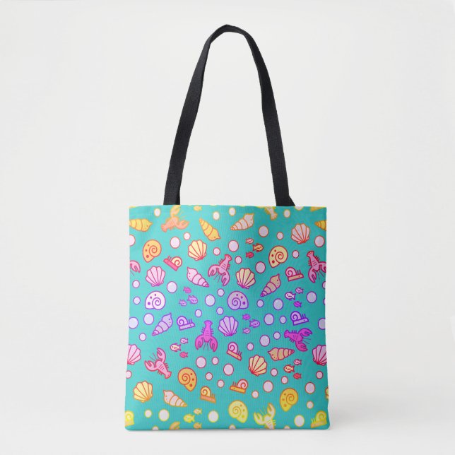 Tote O bolsa Funky das criaturas do mar (Frente)