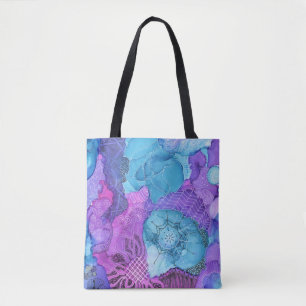 Tote O bolsa grande do azul/lavanda
