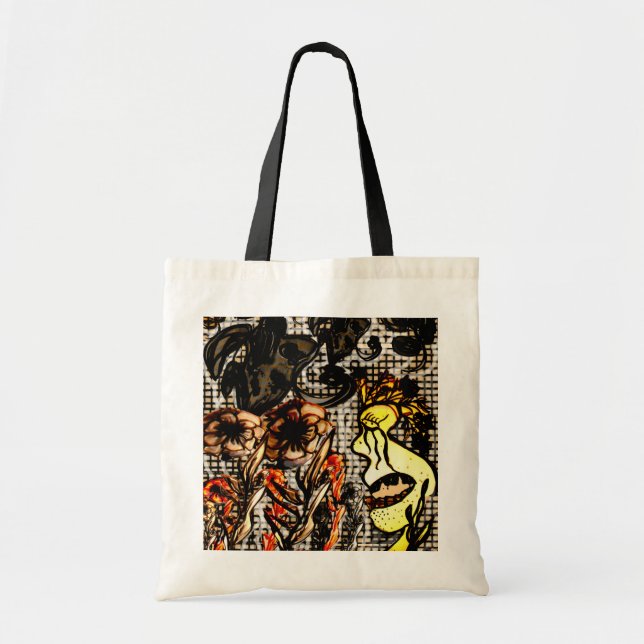 Tote O bolsa grande do punho do preto da cara (Frente)