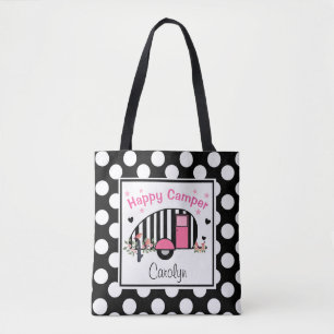Tote O bolsa listrado feliz personalizado do campista