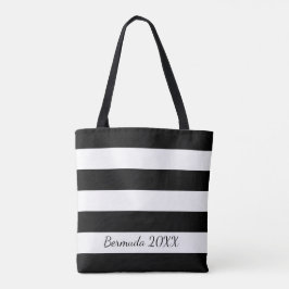 Tote O bolsa listrado personalizado do preto da parte