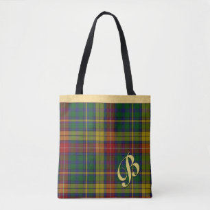 Tote O bolsa Monogrammed clássico da xadrez de Tartan