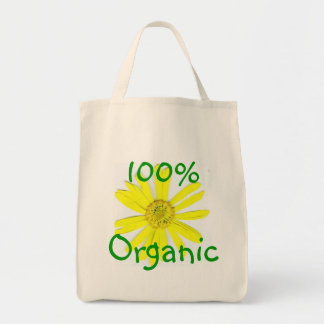 TOTE O BOLSA ORGÂNICO DO AMARELO DAISEY DE 100%