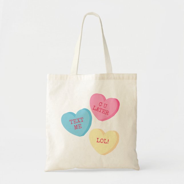 Tote O bolsa personalizado dos corações dos doces (Frente)