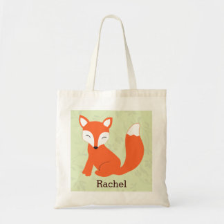 Tote O bolsa personalizado Fox bonito verde do bebê