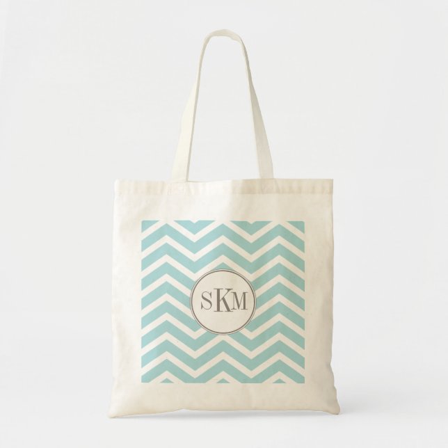 Tote O bolsa personalizado monograma de Chevron (Frente)