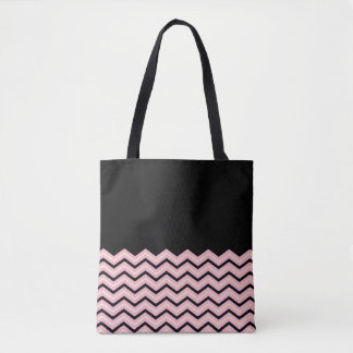 Tote O bolsa preto, cor-de-rosa e amarelo de Chevron