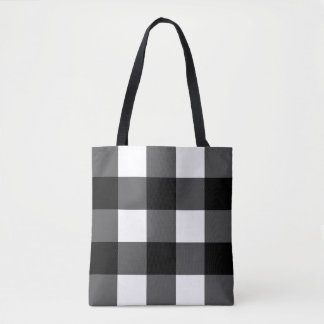 Tote O bolsa preto e branco da verificação do búfalo