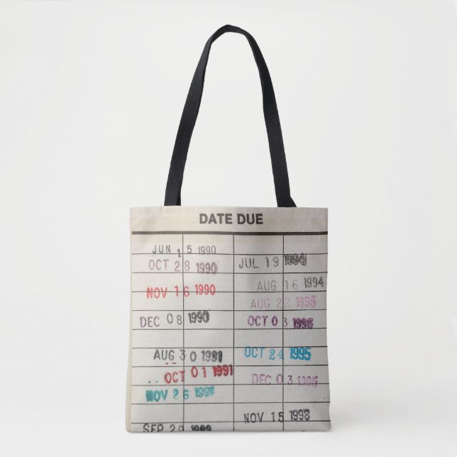 Tote O bolsa Printable dos cartões de biblioteca (Frente)