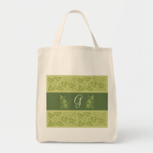 Tote O bolsa verde do mantimento do monograma de Eco