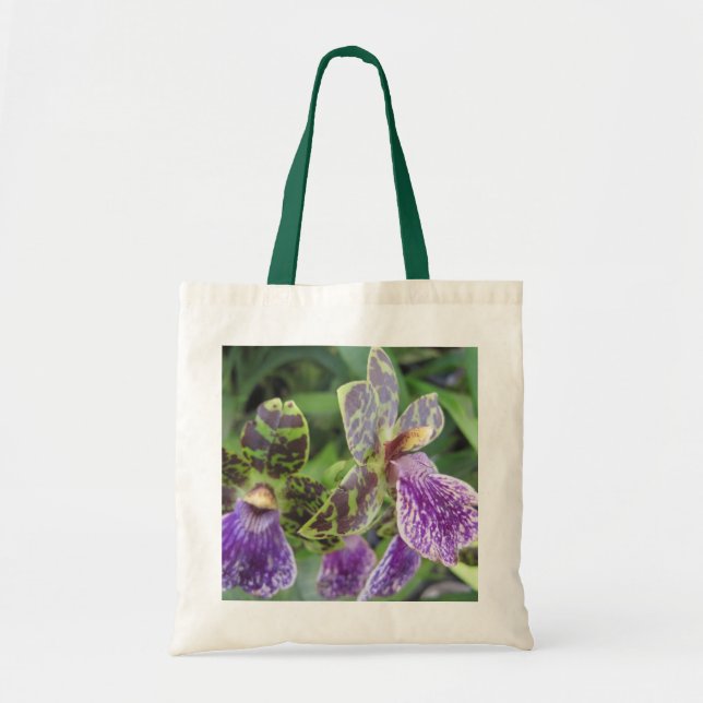 Tote O bolsa verde e roxo da orquídea (Frente)