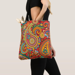 Tote O bolsa vermelho do design de Paisley