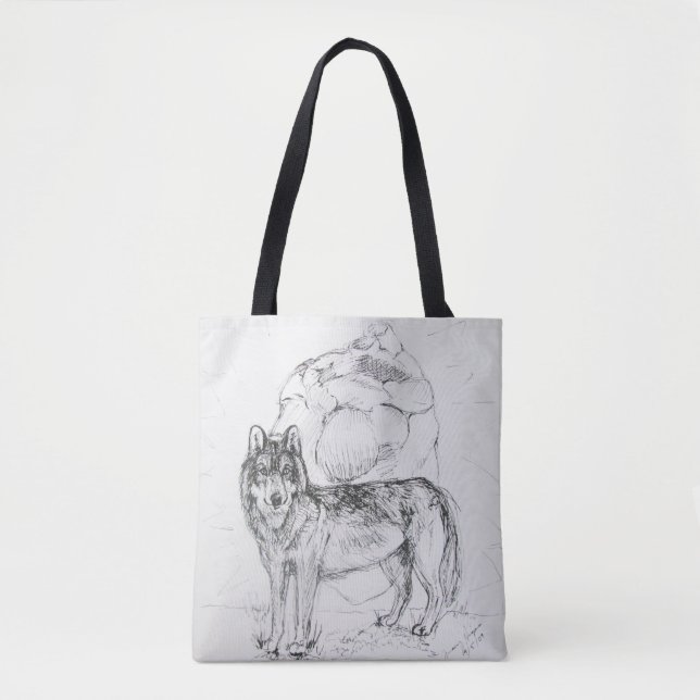 Tote O Coração de Wolf Bolsa (Frente)