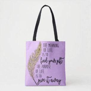 Tote O significado da vida - design roxo do bolsa