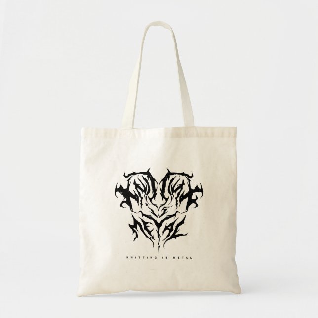 Tote O tricô é Bolsa de logotipo metálico (Frente)