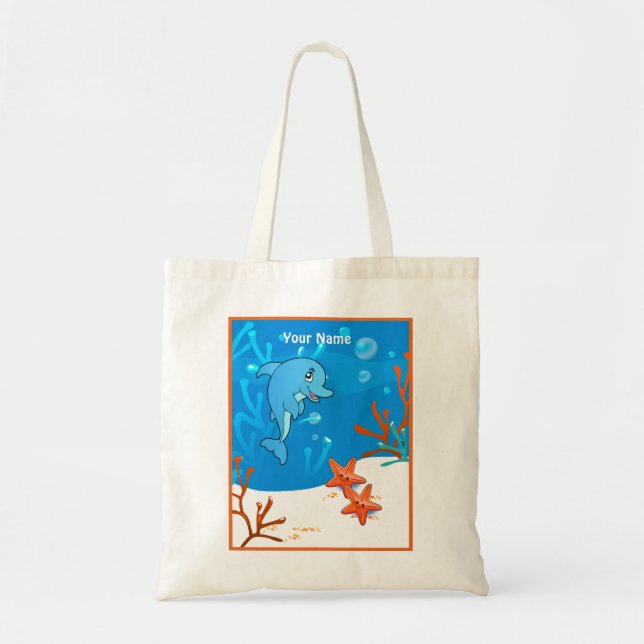 Tote Oceano Aquático Golfinho-Justo-Justo Bolsa (Frente)