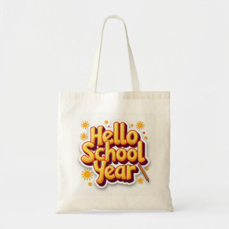 Tote Olá Ano Escolar Retro Sunburst Bolsa de Professor
