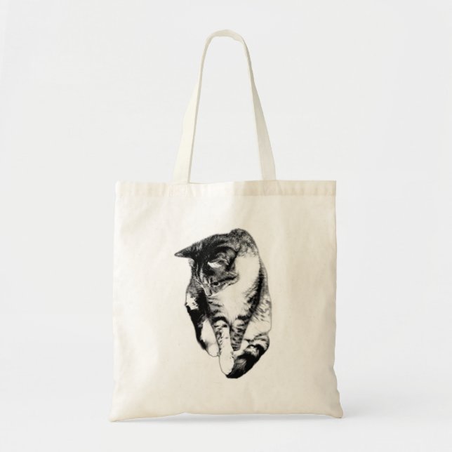 Tote Olhando para Baixo Bolsa de Gato Monocromático (Frente)