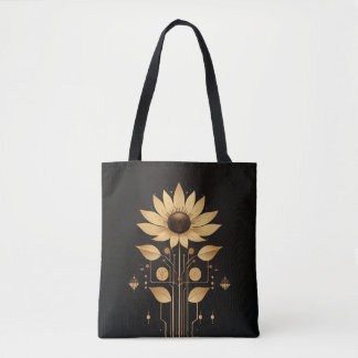 Tote Ouro Tech Bloom - Solarpunk Art Bolsa