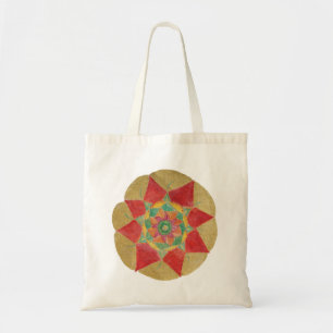 Tote Ouro Vermelho Pintado com a Mão de Mandala Bolsa