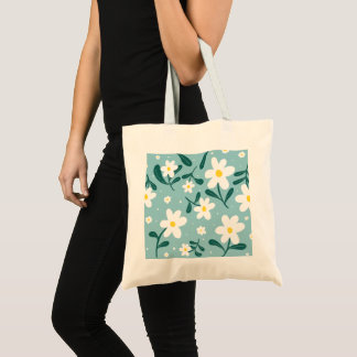Tote Padrão Floral de Margaridas - Bolsa Sacola Retro A