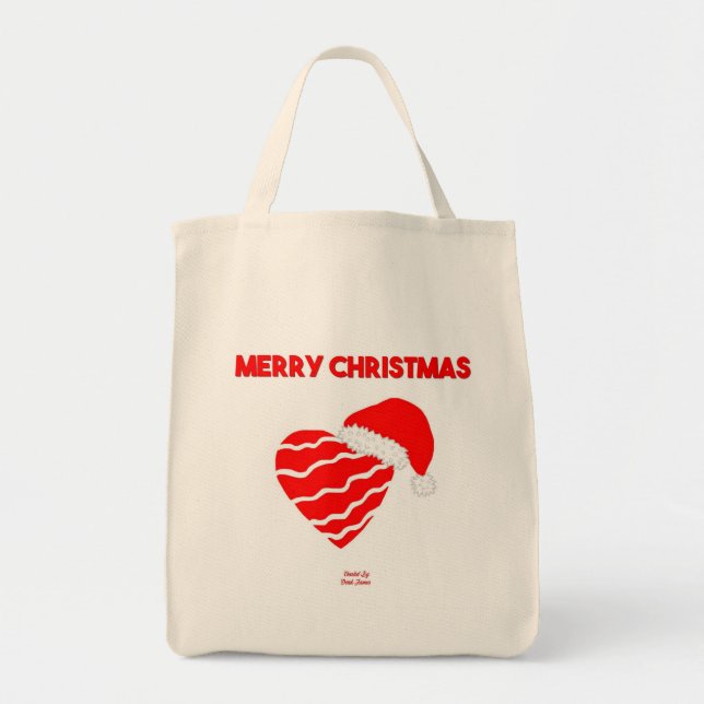 Tote Papais noeis de Natal Bolsa de Heart Grocery (Frente)