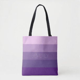 Tote Pastel Purple Pink 5 Cores Nome Bolsa personalizad