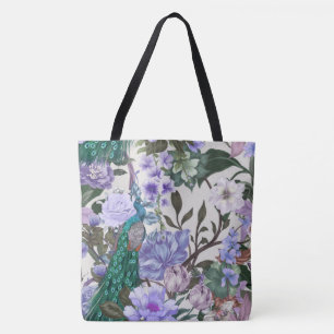 Tote Peacock Floral Beauty Fashion Bolsa