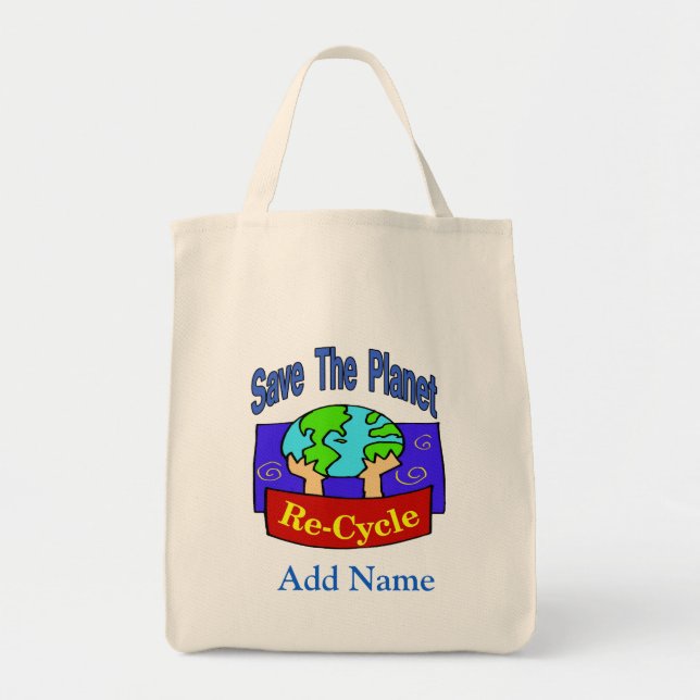 Tote Pegue-A Bolsa de compra, Salve O Planeta (Frente)