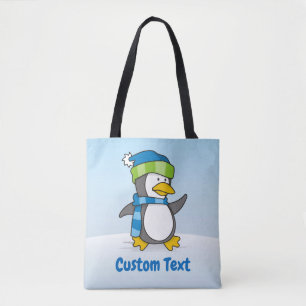 Tote Pequeno pinguim andando na bolsa de toalha de neve