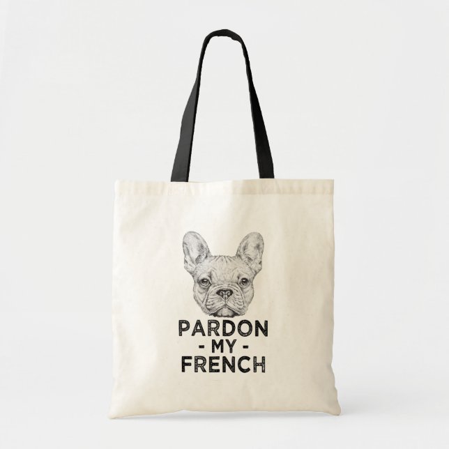 Tote Perdoe minha bolsa francesa engraçada de touchdog (Frente)