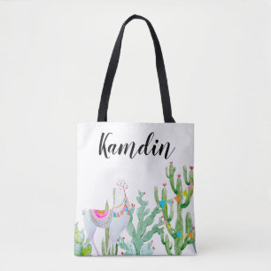 Tote Personalizado Bag Boho Llama Bohemian Cactos 