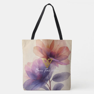 Tote Personalizado: Bolsa Floral de Graça, Elegância Bl