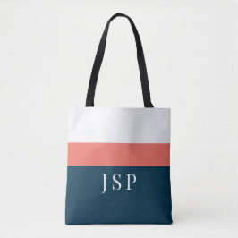 Tote Personalizado com Monograma – Navy Coral Chic