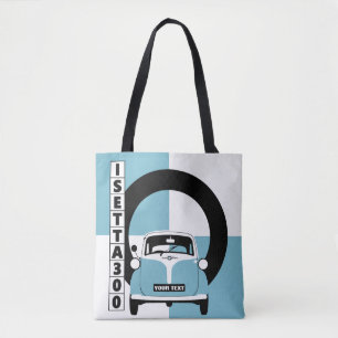 Tote Personalizar bolsa do microcarro azul Isetta Bubbl