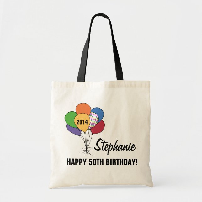 Tote Personalize nossa bolsa de balões de 50º aniversár (Frente)