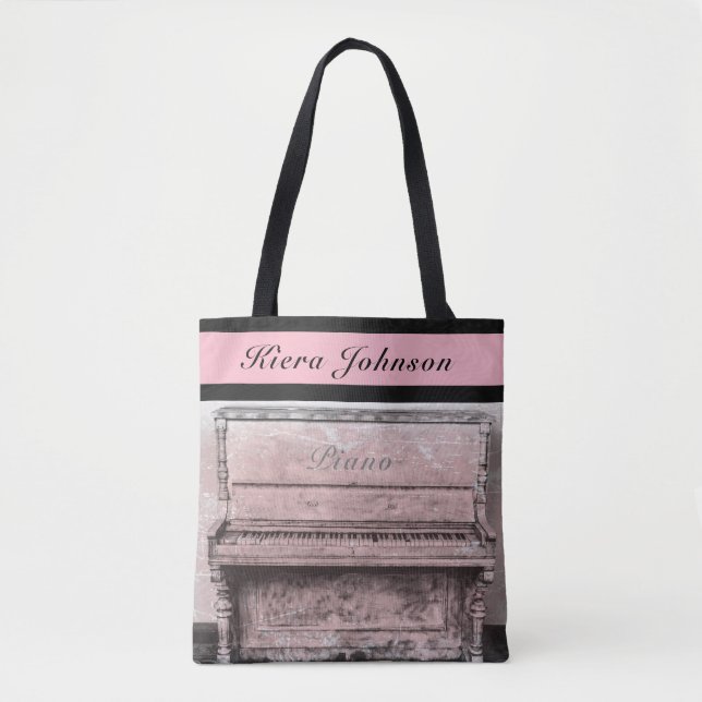 Tote Piano Vintage Antique Music Bolsa Nome Monograma (Frente)