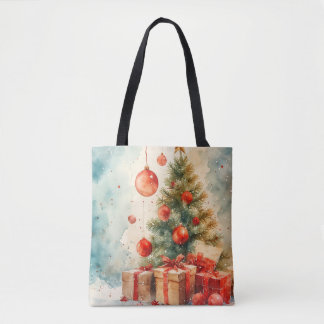 Tote Pine de inverno e Bolsa de Holly Watercolor