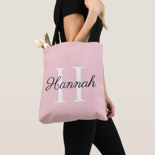 Tote Presente de Dama de Honra com Monograma Bolsa Rosa