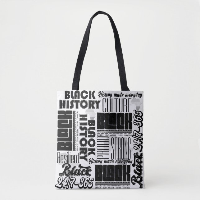 Tote Preto Branco Negro Histórico de Dois Bolsa (Frente)