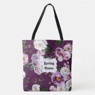Tote Primavera Pever Febre Roxo, Bolsa de Moda Floral