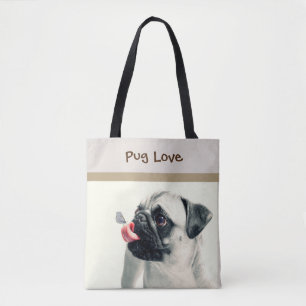 Tote Pug Love - PERSONALIZE - Handbag / Bolsa
