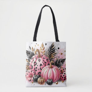 Tote Pumpkins rosa e preto e Bolsa de penas