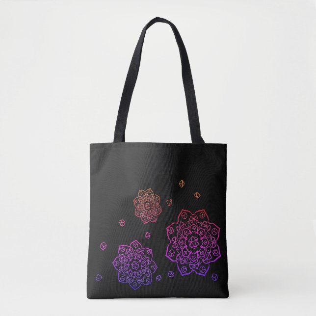 Tote Rainbow Tumbling Dice Mandala Bolsa (Frente)