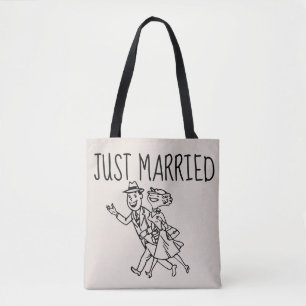 TOTE RECEM CASADOS RETRO GIFT DE BOLSA DE COBERTURA COM