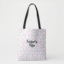 Tote Red Hearts White Bones Bolsa