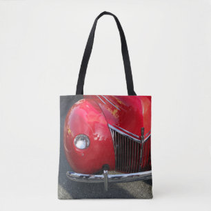 Tote Red Vintage 1930s auto em todo o impressão bolsa