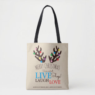 Tote Reindeer Festivo Antlers, Bolsa de Comprada de Nat